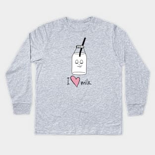 Cartoon bottle of milk Kids Long Sleeve T-Shirt